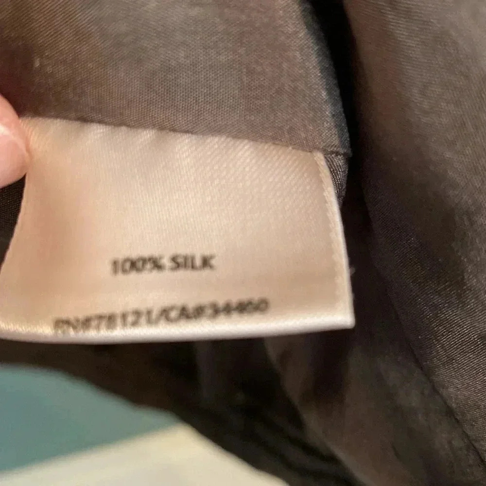 Eileen Fisher 100% silk brown/gray long sleeve collar jacket - Picture 3 of 7